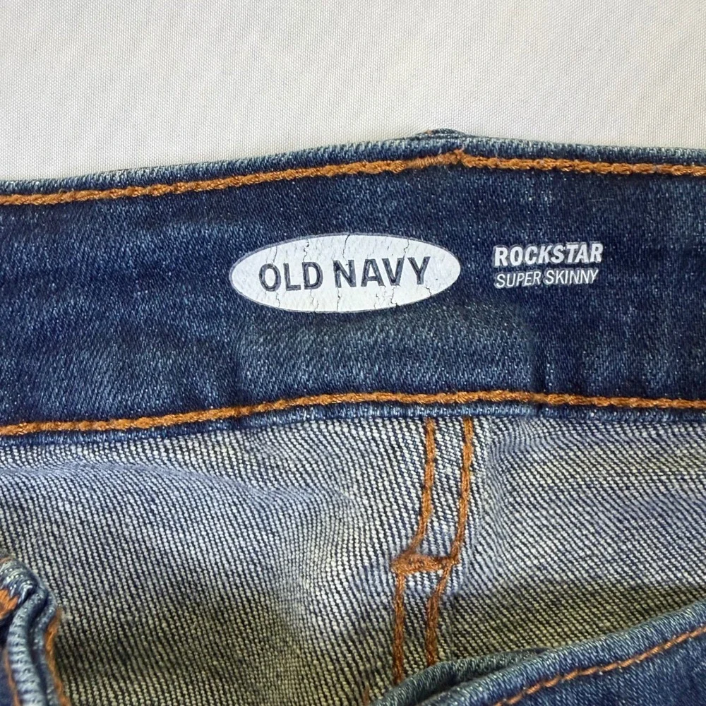 Old Navy Rockstar Super Skinny Jeans Distressed Dark Wash Denim Kids